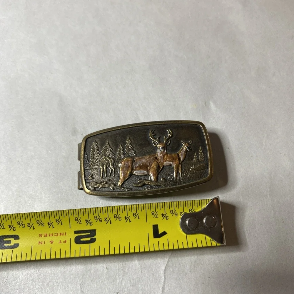 Vintage ANSON‎ ENAMEL DEER MONEY CLIP WITH DOUBLE ACTION SPRING MADE IN THE USA